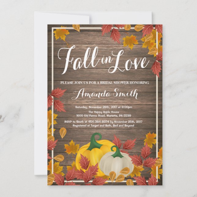 Rustic Automne nuptiale invitation douche (Devant)