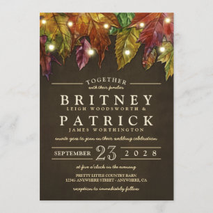Rustic Automne quitte les invitations de mariage
