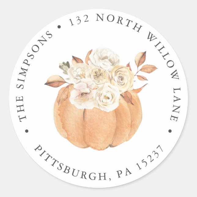 Rustic Automne Retour Adresse Classic Sticker Rond (Devant)