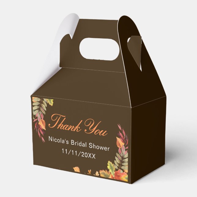 Rustic Autumn Fall Leaves Bridal Shower Geschenkschachtel (Vorderseite)