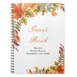 Rustic Autumn Fall Leaves Bridal Shower Guest Book Notizblock