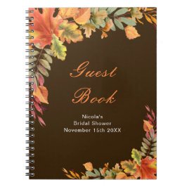 Rustic Autumn Fall Leaves Bridal Shower Guest Book Notizblock