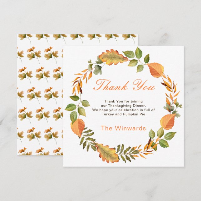 Rustic Autumn Fall Leaves Square Thanksgiving  (Vorne/Hinten)