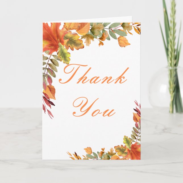 Rustic Autumn Fall Leaves Thanksgiving Party Dankeskarte (Vorderseite)