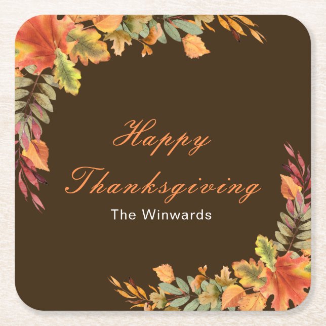 Rustic Autumn Fall Leaves Thanksgiving Party Rechteckiger Pappuntersetzer (Vorderseite)