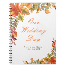 Rustic Autumn Fall Leaves Wedding planner Notizblock