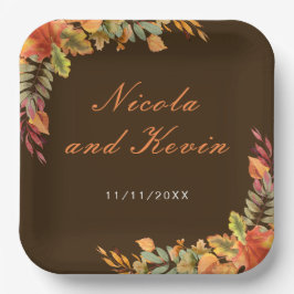 Rustic Autumn Fall Leaves Wedding Thank You Pappteller