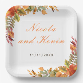 Rustic Autumn Fall Leaves Wedding Thank You Pappteller