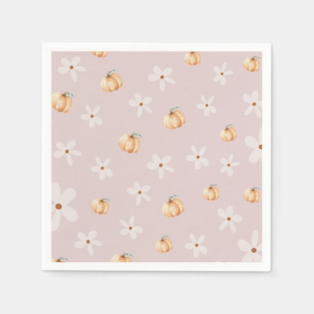 Rustic Autumn Fall Pumpkin and Daisy Baby shower Serviette (Vorderseite)