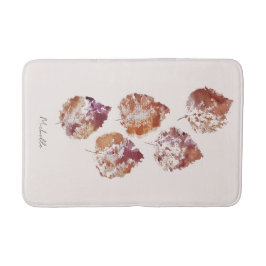 Rustic Autumn Falling Leaves Watercolor Art Badematte