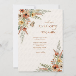Rustic Autumn Fleur sauvage Faire-part de mariage