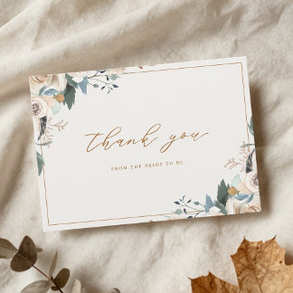 Rustic Autumn Floral Fall in Love Bridal Shower Dankeskarte