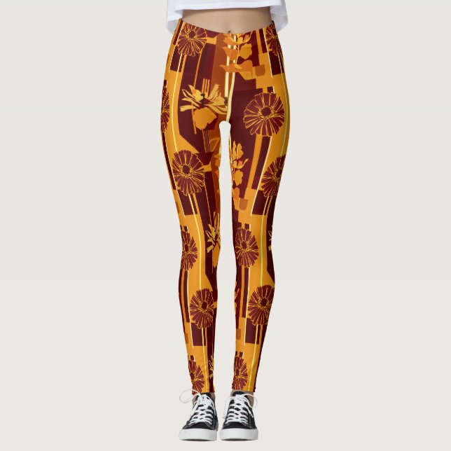 Rustic Autumn Floral Geometric Pattern (5) Leggings (Vorderseite)
