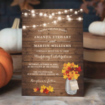 Rustic Autumn Maple Leaves String Lights Wedding