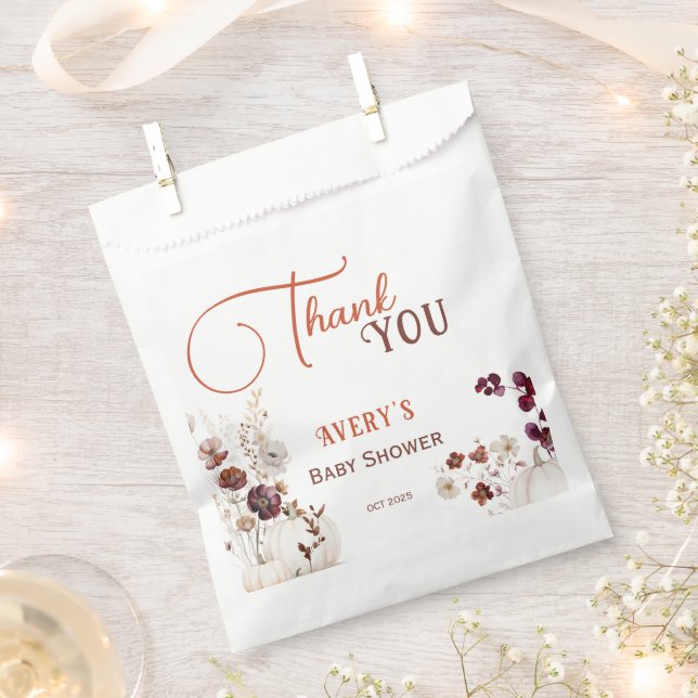 Rustic Autumn Pumpkin Floral Baby Shower Thank You Geschenktütchen (Ausgeschnitten)