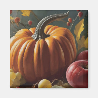 Rustic Autumn Pumpkin Thanksgiving and Halloween Magnet