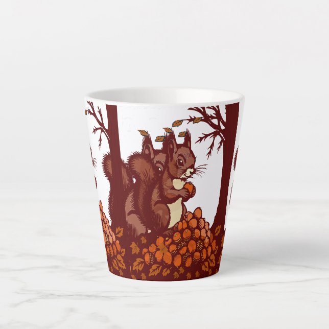 🐿️ Rustic Autumn Squirrel Latte Mug - Cozy Fall  (Devant)