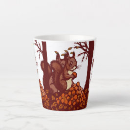 🐿️ Rustic Autumn Squirrel Latte Mug Milchtasse