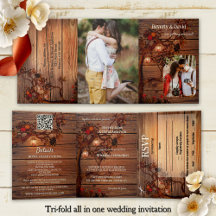 Rustic Autumn Tree Photo Wedding 