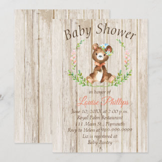 Rustic Baby Bear Baby Dusche Einladung