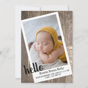 Rustic Baby Foto Birth Ankündigung