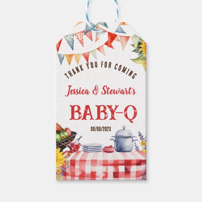 Rustic BABY-Q Barbecue Picnic Sonnenblume Vielen D Geschenkanhänger (Vorderseite)