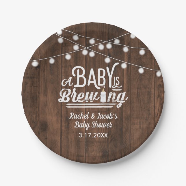 Rustic Baby wird Babydusche Pappteller (Vorderseite)