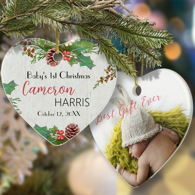 Rustic Baby's 1st Christmas Milestone Photo (Créateur téléchargé)