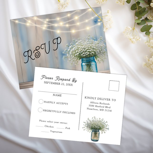 Rustic Baby's Atem Mason Jar UAWG Postcard Postkarte (rsvp - postcard)