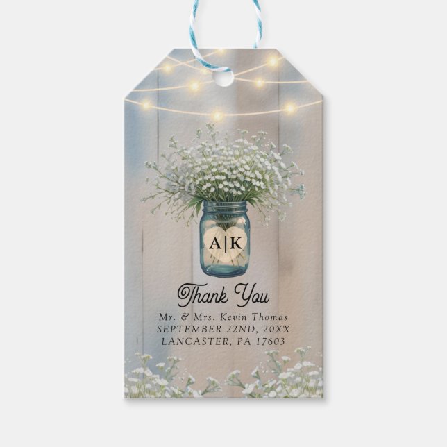 Rustic Baby's Breath Country Wedding Vielen Dank T Geschenkanhänger (Vorderseite)