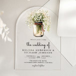Rustic Baby's Breath Mason Jar Wedding Acryleinladungen<br><div class="desc">Amaze your guests with this elegant wedding invite featuring beautiful flowers and modern typography. Simply add your event details on this easy-to-use template to make it a one-of-a-kind invitation.</div>