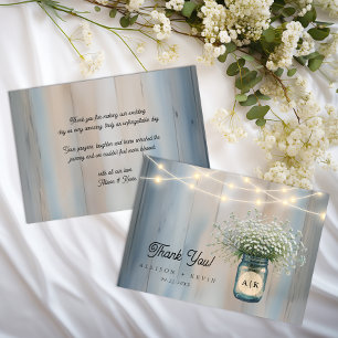 Rustic Baby's Breath Mason Jar Wedding Dankeskarte