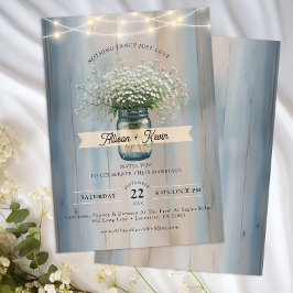 Rustic Baby's Breath Mason Jar Wedding Einladung