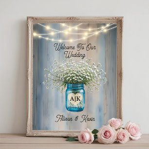 Rustic Baby's Breath Mason Jar Wedding Poster-Zeic Fotodruck