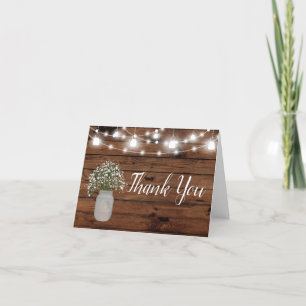 Rustic Babys Breath Mason Jar Wood Vielen Dank Dankeskarte