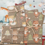 Rustic Baby's First Christmas Fox Owl & Moose Geschenkpapier Set<br><div class="desc">Das erste Weihnachtsgeschenkpapier eines rustikalen Baby-Babys mit Aquarellmalerei,  Babyuhu und Elche mit Kiefern und kleinen Schildern am Nordpol in sanften Ferienfarben.</div>