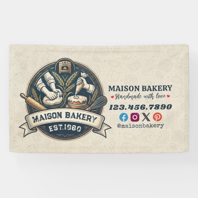 Rustic Bakery Store Pastry Dessert Sweet Cake Shop Banner (Horizontal)