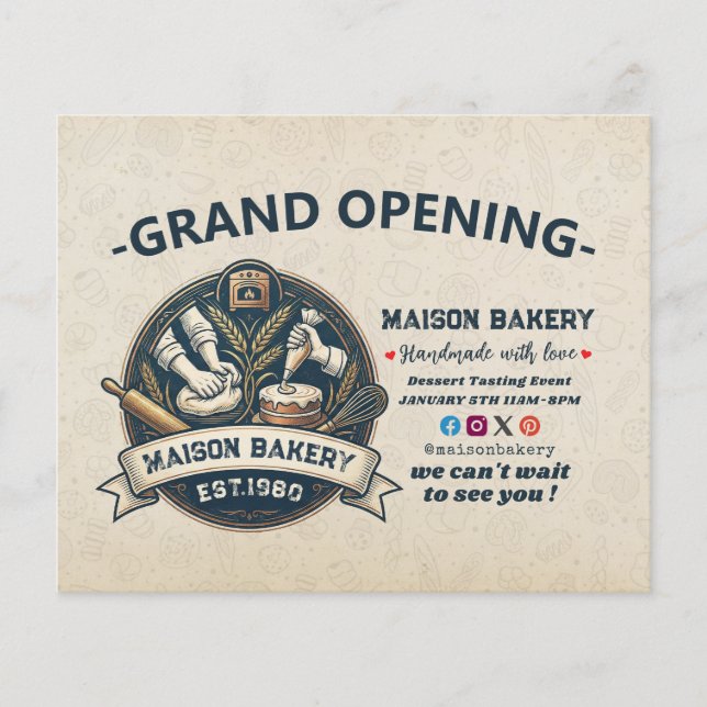 Rustic Bakery Store Pastry Desserts Grand Opening Flyer (Vorne)
