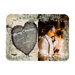 Rustic Bark Wood Heart Eukalyptus Greenery Brown Magnet