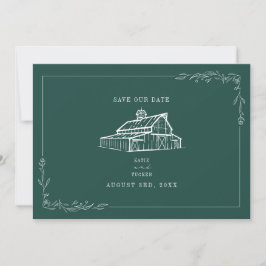 Rustic Barn Wedding Emerald Green Save the Date