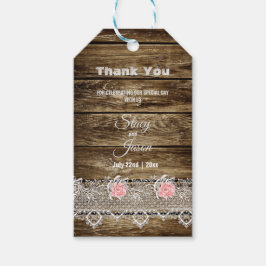 Rustic Barn Wood & Lace Vielen Dank Geschenkanhänger
