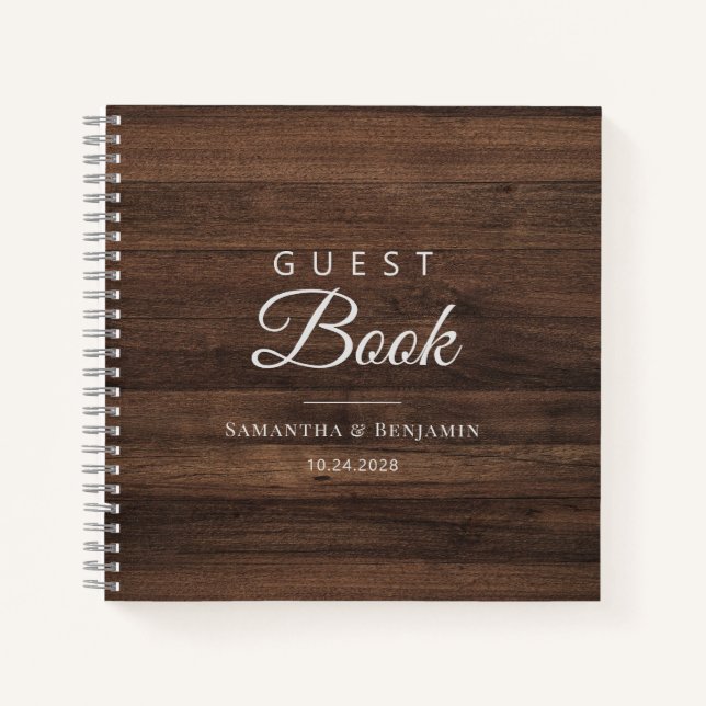 Rustic Barn Wood Nouveau Couple Mariage Livre d'in (Devant)
