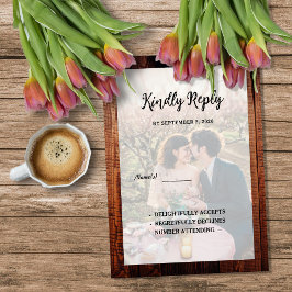 Rustic barn wood photo country RSVP Einladung