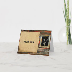 Rustic Barn Wood with Graffiti Heart Thank You Dankeskarte