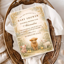 Rustic Barnyard Meadow Baby Shower Einladung