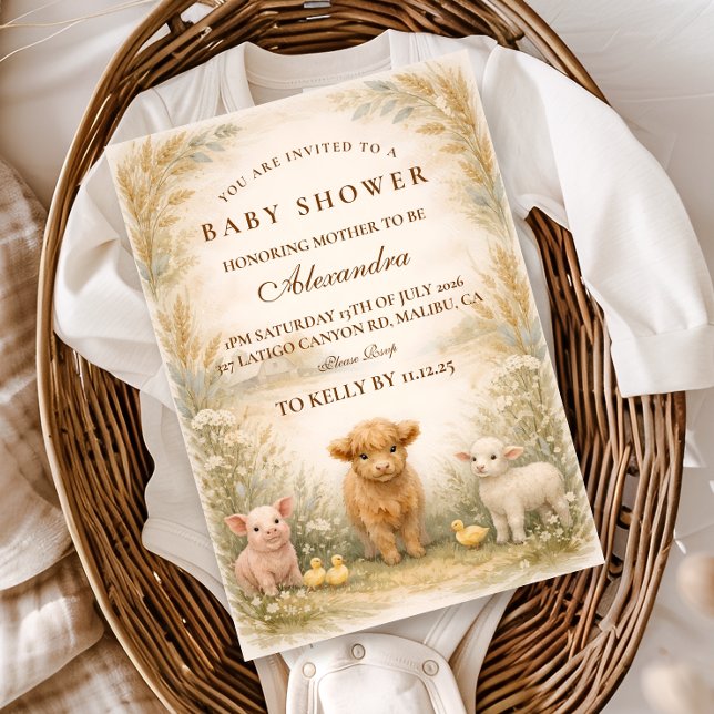 Rustic Barnyard Meadow Baby Shower Einladung (Von Creator hochgeladen)