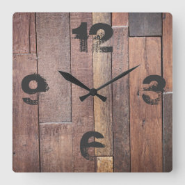 Rustic Barnyard Wood. Quadratische Wanduhr