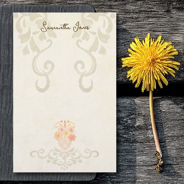 Rustic Baroque Floral Mexican Sacred Heart Briefpapier (Von Creator hochgeladen)