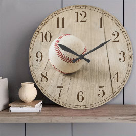 Rustic Baseball Vintage Farmhouse Sports Decor Große Wanduhr