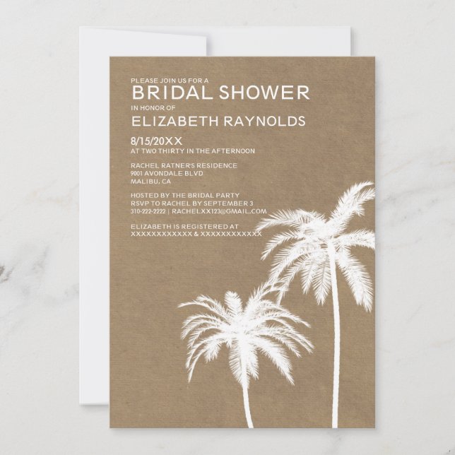 Rustic Beach Destination Bridal Dusche Einladungen (Vorderseite)